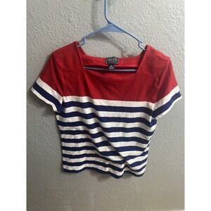 Chaps Shirt Womens Blue Red‎ White Striped Top Size Large
